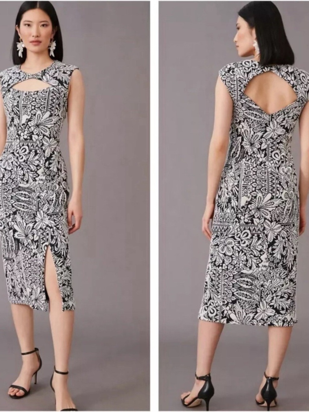 Anthropologie Jacquard Cut-out Midi Dress